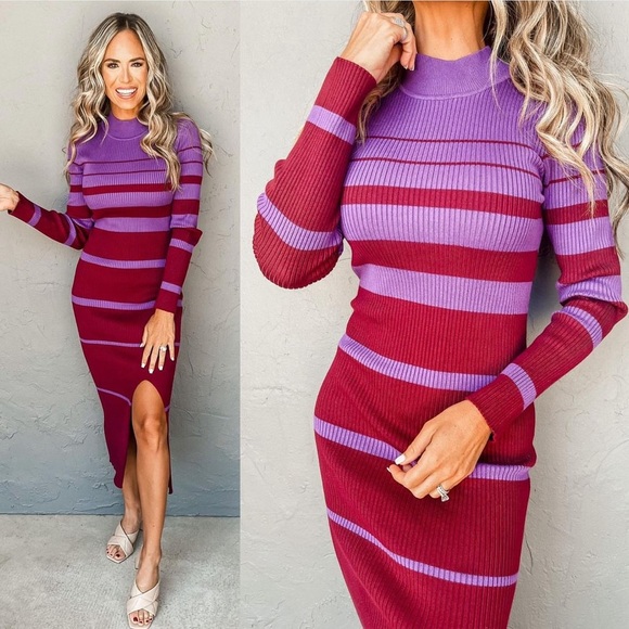 Dresses & Skirts - Striped purple maroon dress